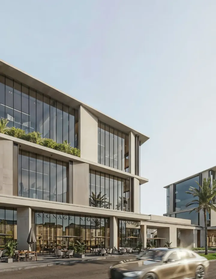 Glass-fronted office building at Everyday Mall