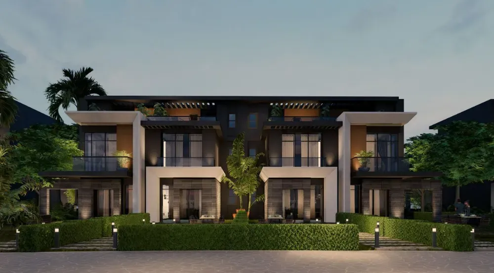 313 m² twin house with a 90 m² roof on a 310 m² plot for sale in The City of Odyssia