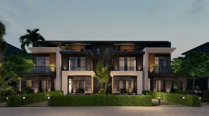 313 m² twin house with a 90 m² roof on a 310 m² plot for sale in The City of Odyssia