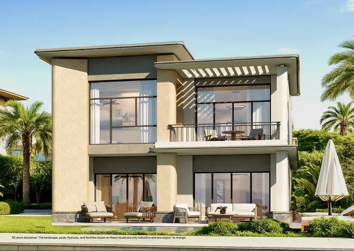 Villa with an upper terrace and outdoor lounge at Youd Ras El Hekma