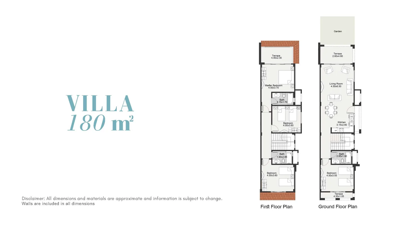 Floor plan of Phase 2 twin house, 180 m², 50 m² garden and 4 bedrooms, for sale in La Vista 6