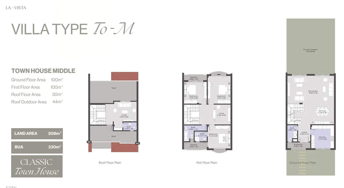 Floor plan of 228 m² 3-bedroom townhouse for sale in La Vista City