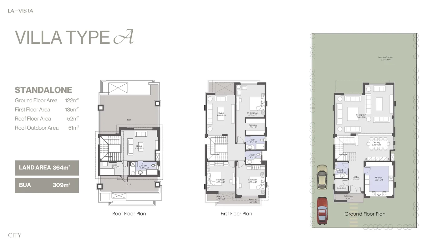 Floor plan of Standalone villa of 303 m² with 3 bedrooms for sale in La Vista City
