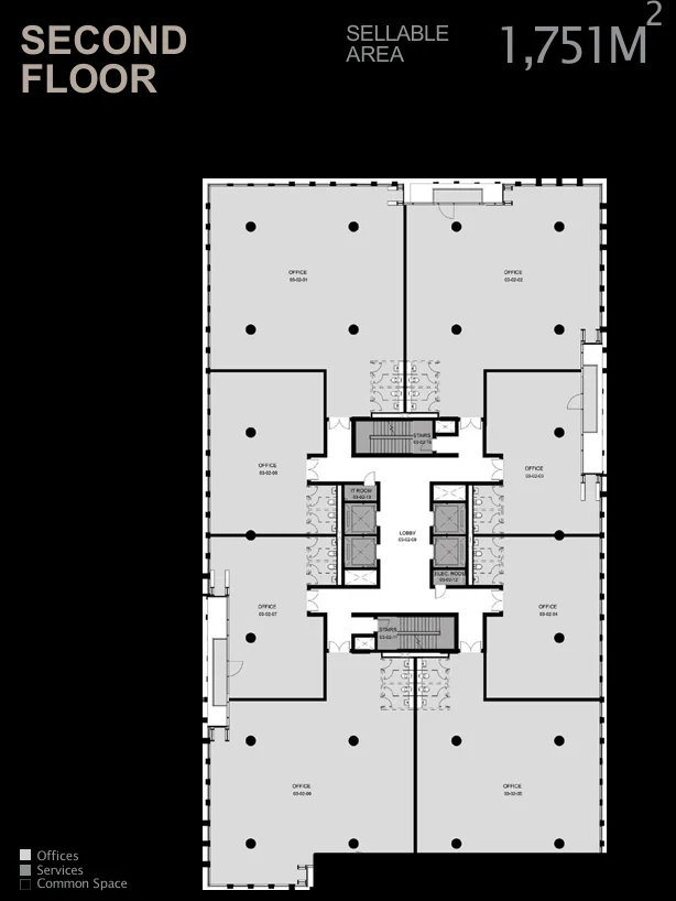 Floor plan of 285 m² core-and-shell office for sale in EDNC SODIC