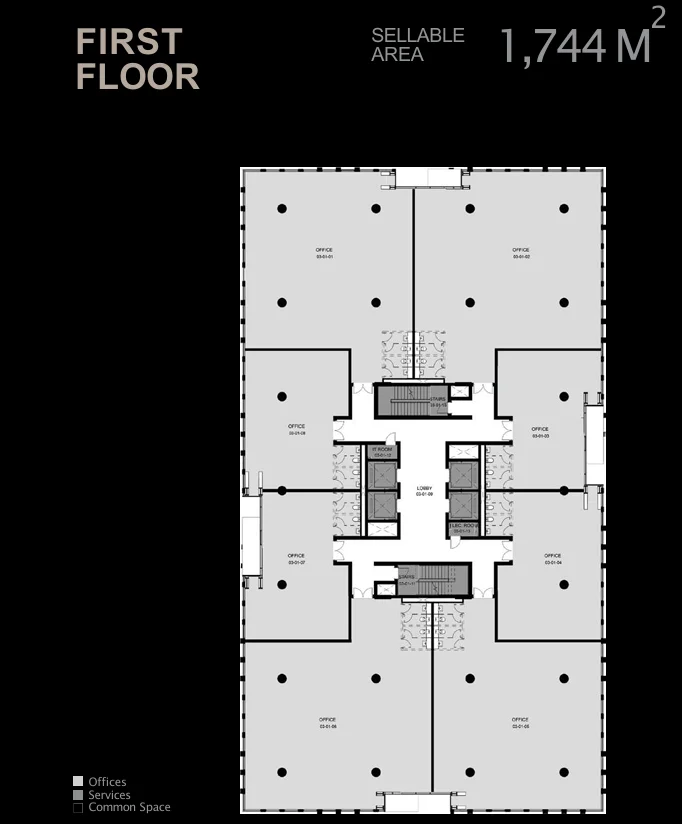 Floor plan of 324 m² office with 10% down for sale in EDNC SODIC