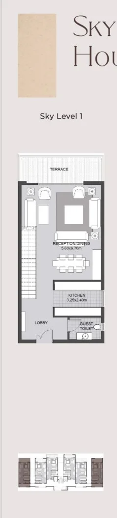 Floor plan of 202 m² dual-aspect penthouse with a 58 m² roof for sale in Karmell SODIC