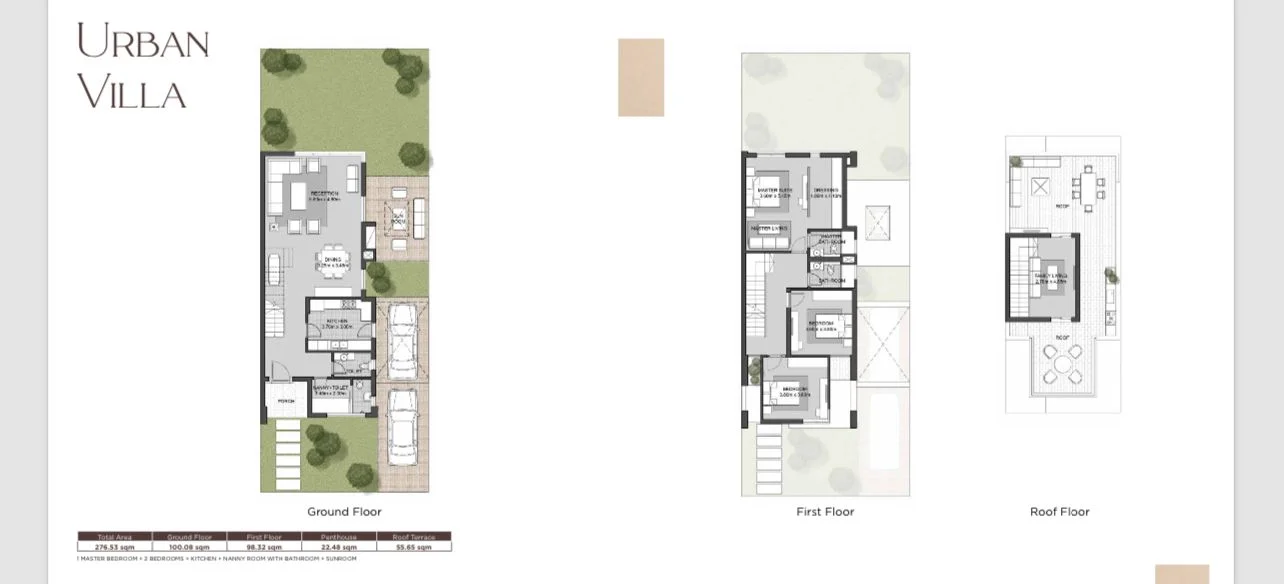 Floor plan of 221 m² four-bedroom villa on a 300 m² plot for sale in Karmell SODIC