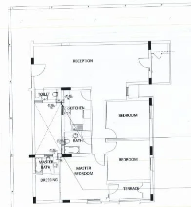 Floor plan of 181 m² three-bedroom apartment on an 8-year plan for sale in October Plaza SODIC