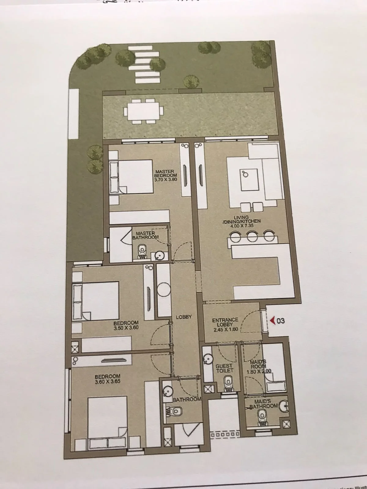 Floor plan of 3-bedroom 148 m² ground-floor chalet for sale in Ogami SODIC
