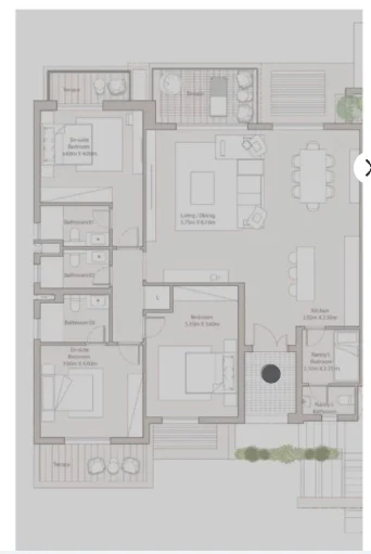 Floor plan of 3-bedroom 182 m² chalet with a nanny room for sale in Ogami SODIC