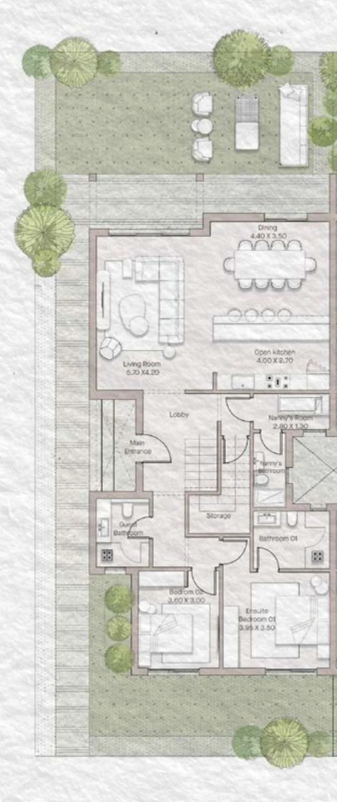 Floor plan of 4-bedroom 268 m² twin house in the Rays phase for sale in Ogami SODIC