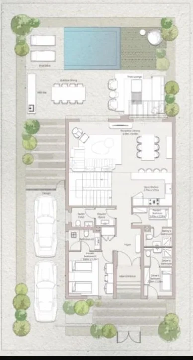 Floor plan of 3-bedroom 250 m² villa on a 340 m² plot near handover for sale in Ogami SODIC