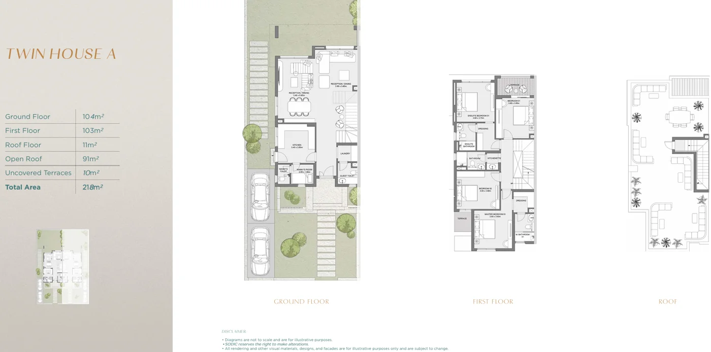 Floor plan of 218 m² twin house with a 212 m² garden for sale in SODIC Eastvale
