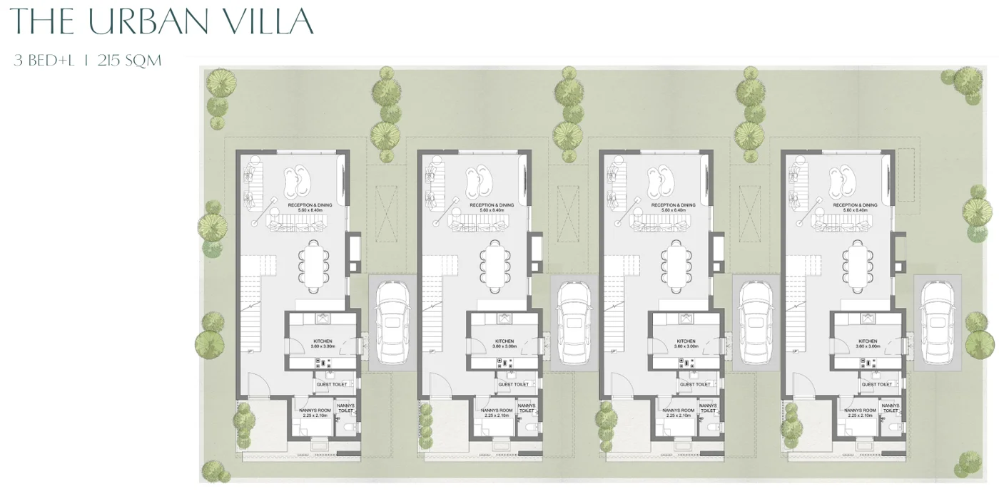 Floor plan of 215 m² villa with a 172 m² garden and 77 m² roof for sale in SODIC Eastvale