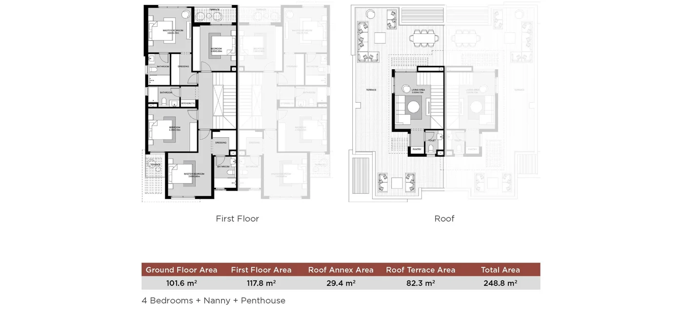 Floor plan of 259 m² twin house on a 350 m² plot for sale in The Estates SODIC