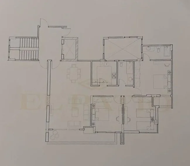 Floor plan of Fully finished 164 m² 3-bedroom apartment on the 2nd floor for sale in El Patio Oro