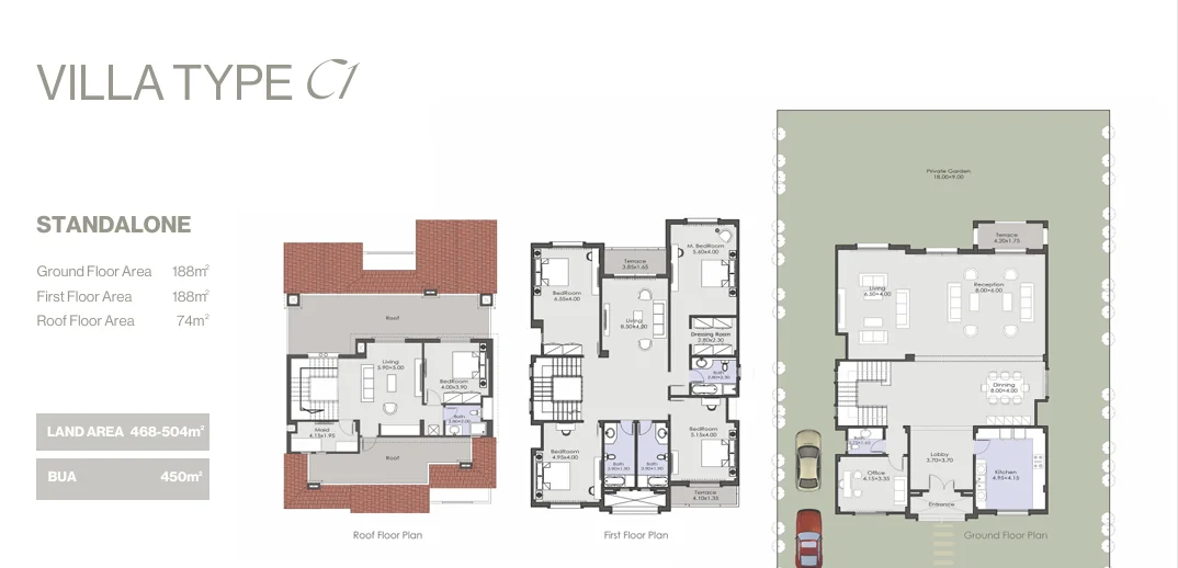 Floor plan of Fully finished 450 m² 5-bedroom villa for sale in La Vista City