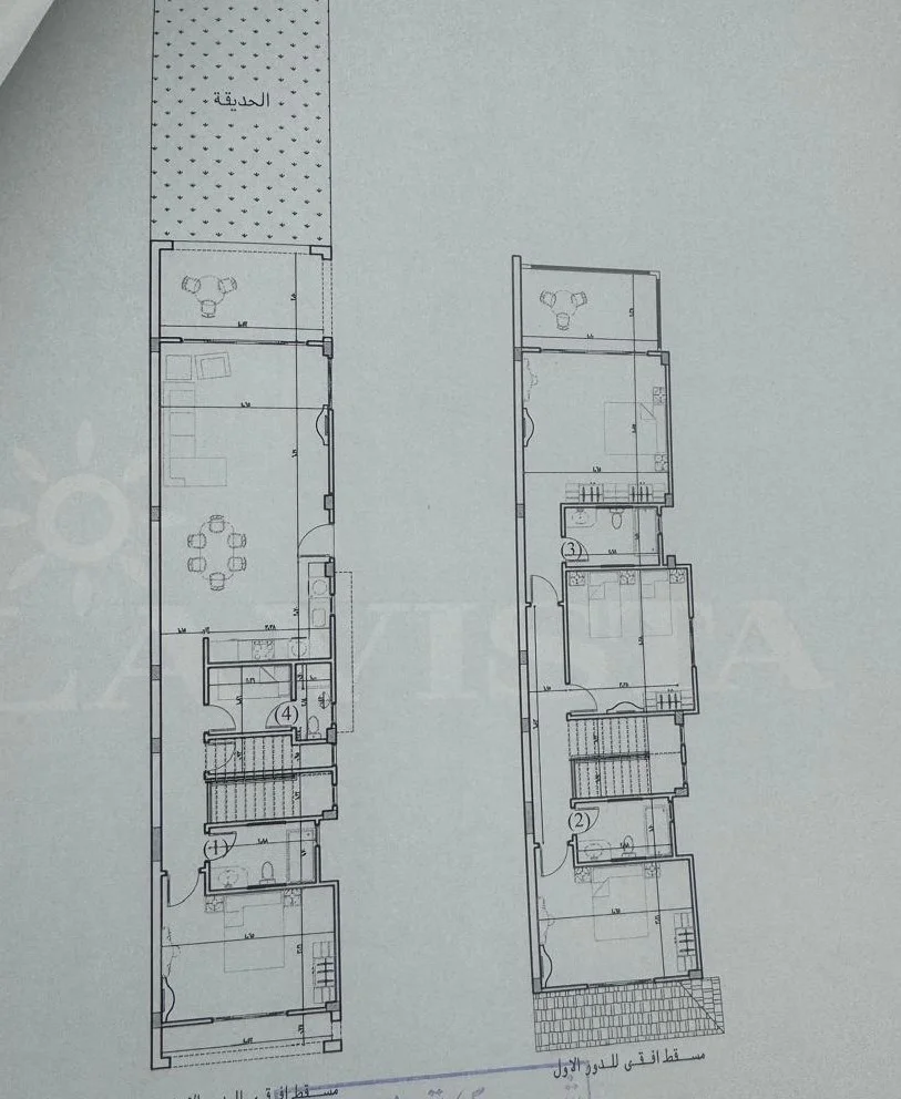Floor plan of 220 m² second-row sea-view twin house with a 70 m² garden for sale in La Vista Ras El Hekma