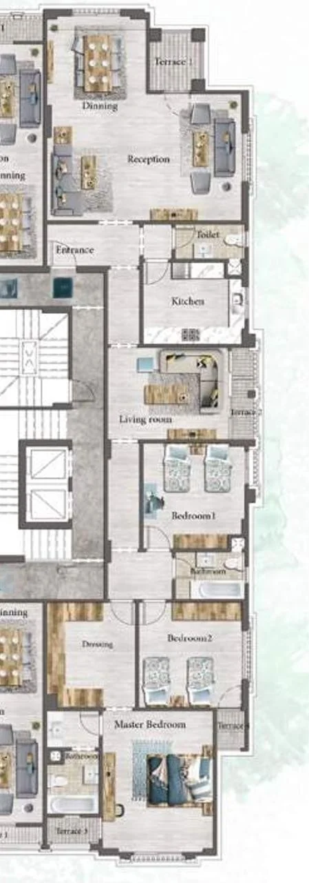Floor plan of 233 m² pool-access apartment for sale in L'Avenir