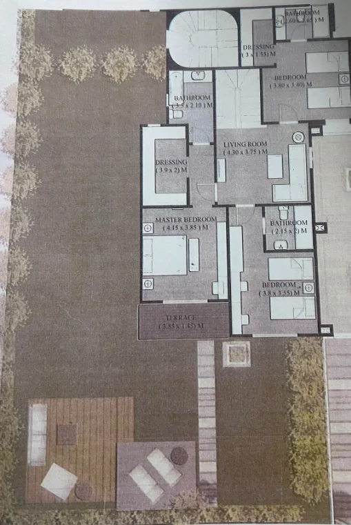 Floor plan of 245 m² garden duplex (40 m² garden) for sale in L'Avenir