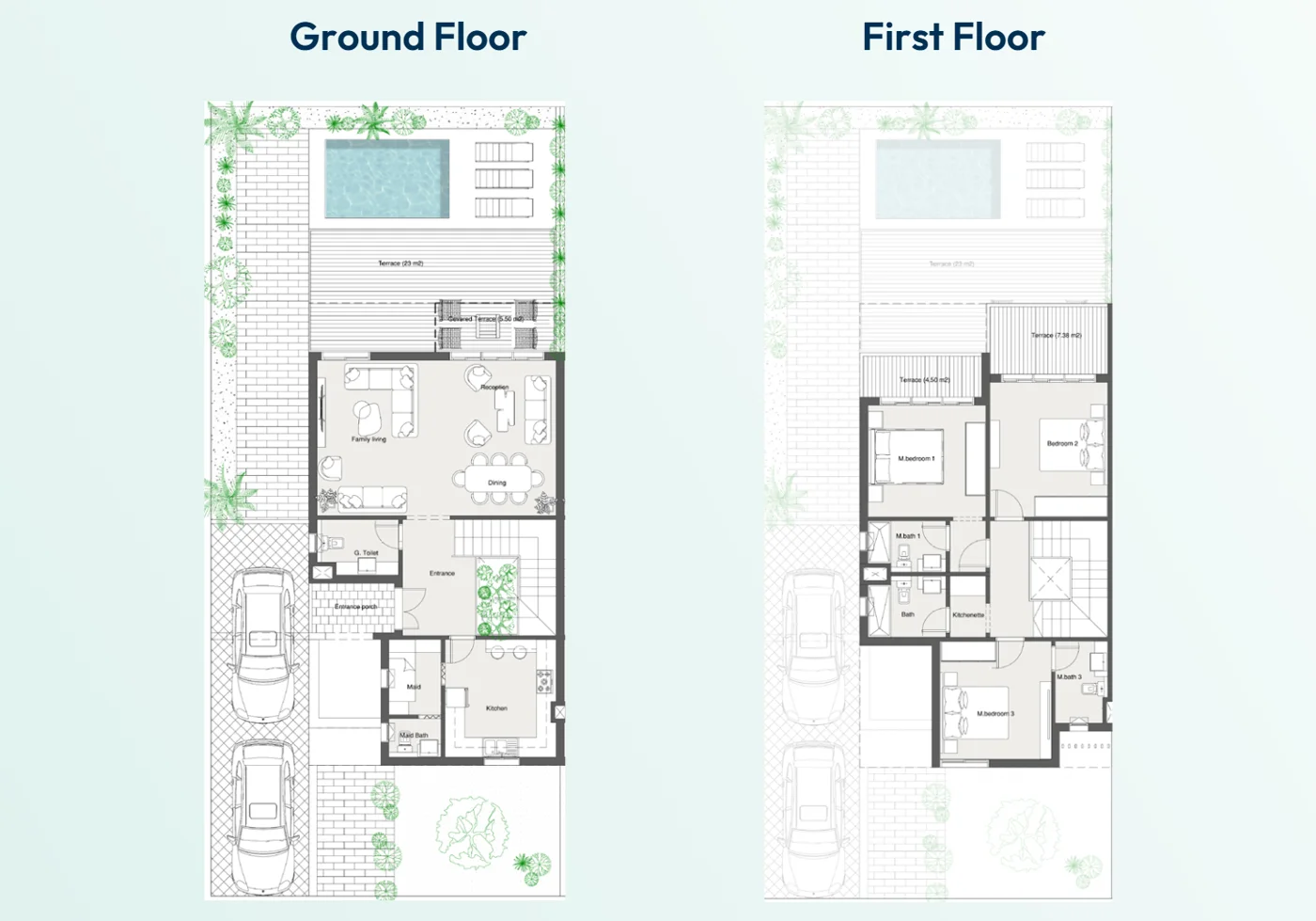 Floor plan of 185 m² twin house on a 211 m² plot for sale in Summer