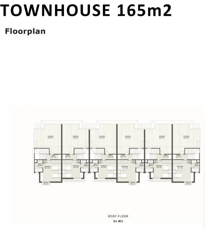 Floor plan of 165 m² developer townhouse with a 165 m² garden for sale in At East