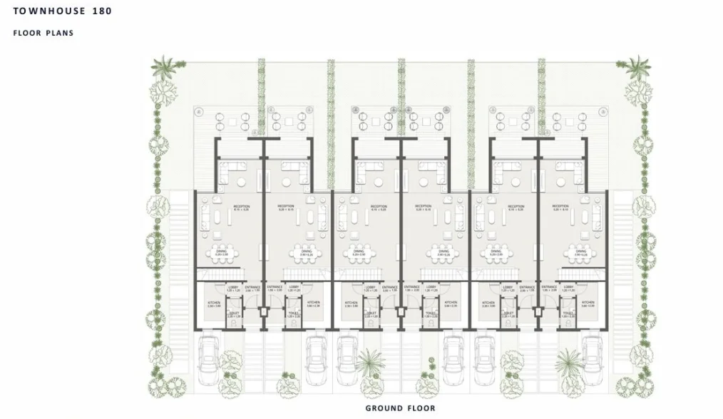 Floor plan of 180 m² three-bedroom townhouse with a 180 m² garden for sale in At East