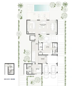 Floor plan of 370 m² villa with a 430 m² garden and 150 m² roof for sale in At East