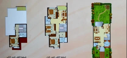 Floor plan of 282 m² townhouse with a 45 m² roof and nanny's room for sale in Dara Gardens