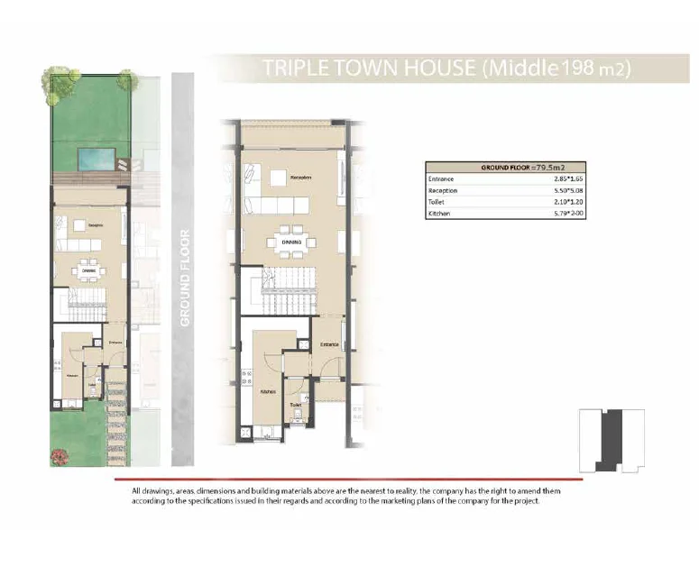 Floor plan of Core and shell 198 m² townhouse on a 150 m² plot for sale in Keeva