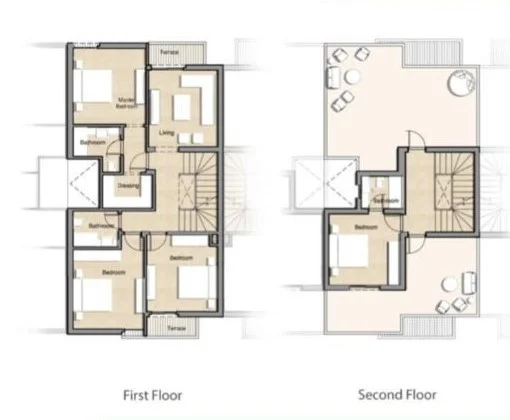 Floor plan of 265 m² townhouse on an equal 265 m² plot with nanny room for sale in Keeva