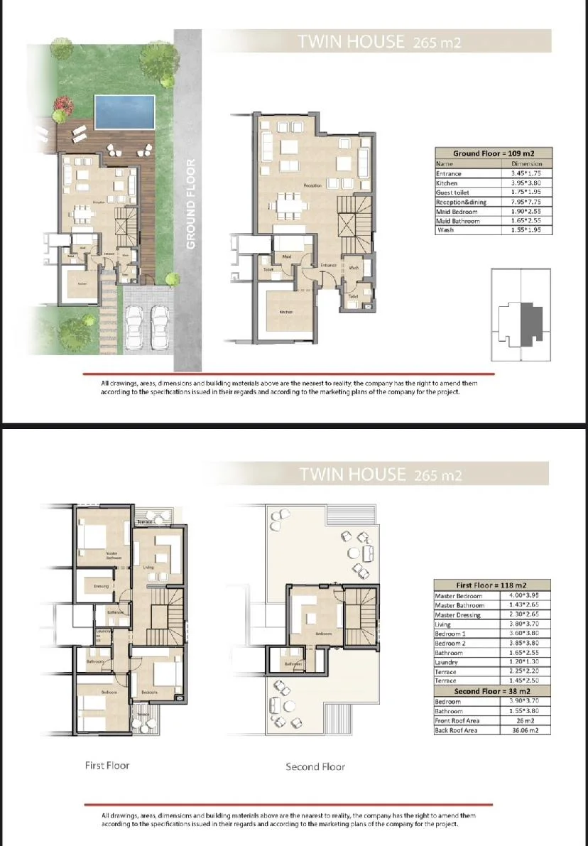 Floor plan of North-facing 265 m² twin house, garden of 202 m², for sale in Keeva