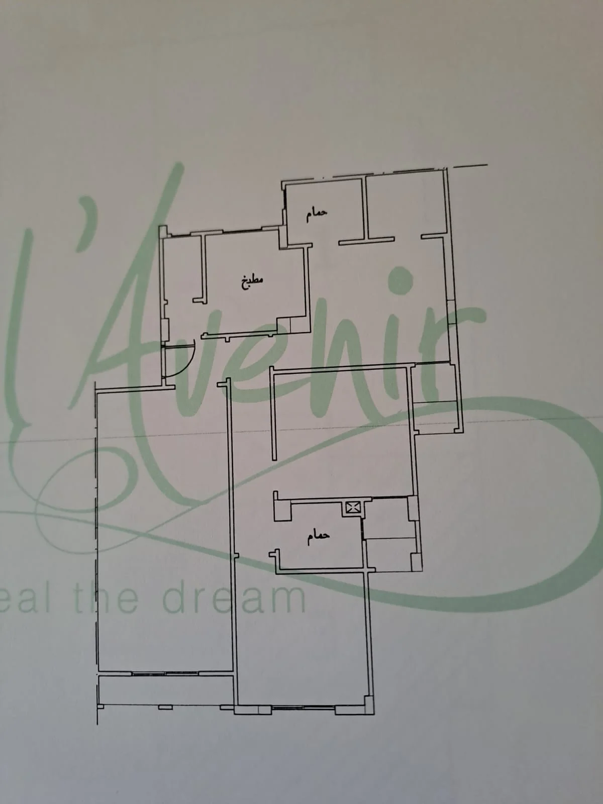 Floor plan of 160 m² three-bedroom first-floor apartment for sale in L'Avenir