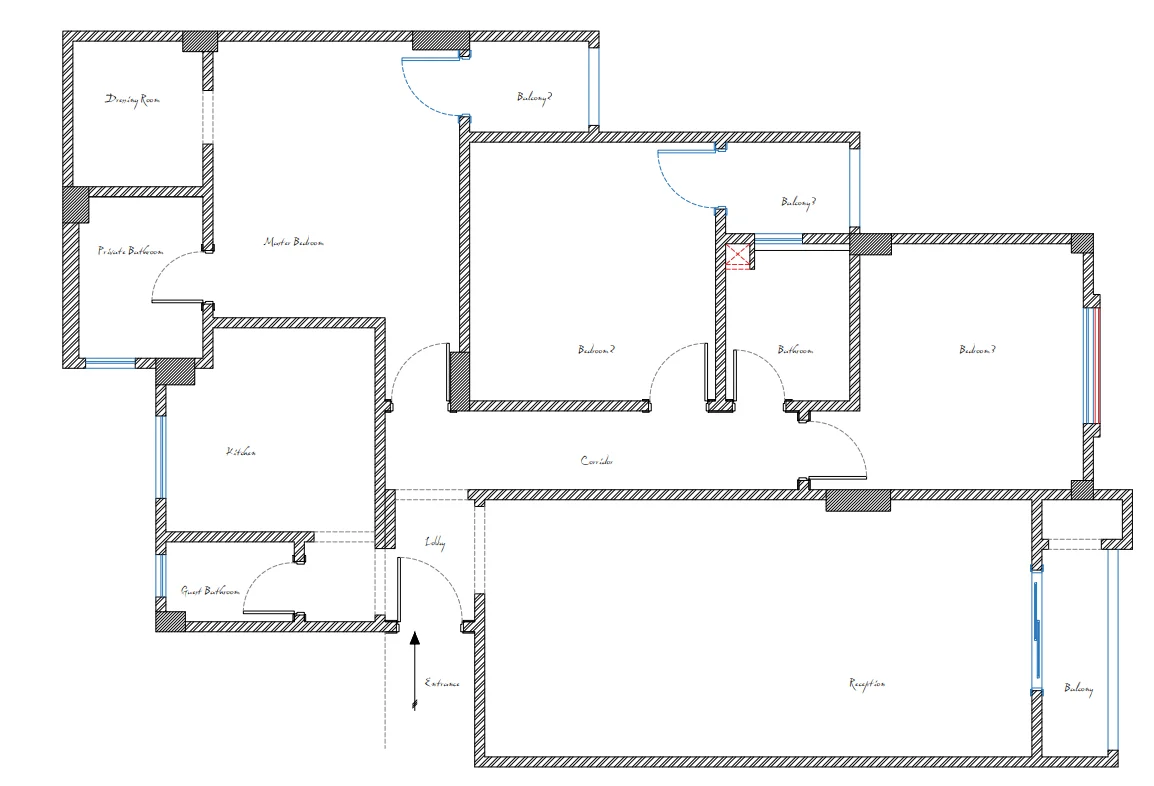 Floor plan of 160 m² apartment with three bedrooms and three baths for sale in L'Avenir