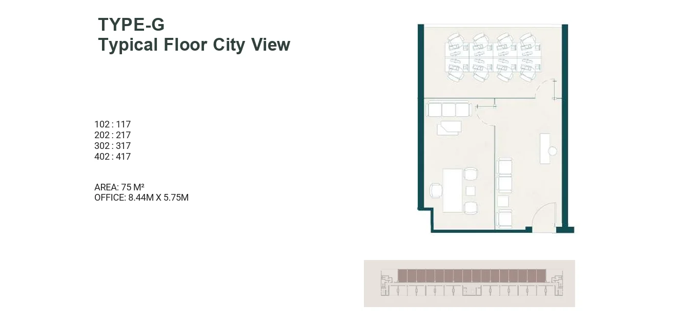Floor plan of 75 m² administrative unit with 5% down for sale in Everyday Mall