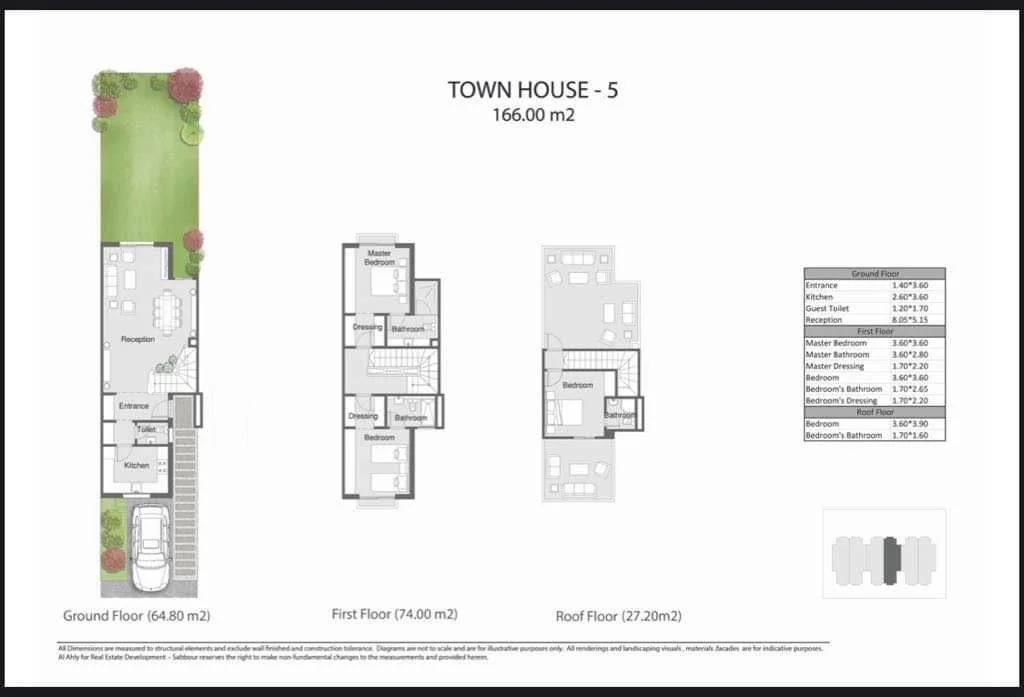 Floor plan of Near-delivery 166 m² townhouse, 150 m² land plot, for sale in Rare