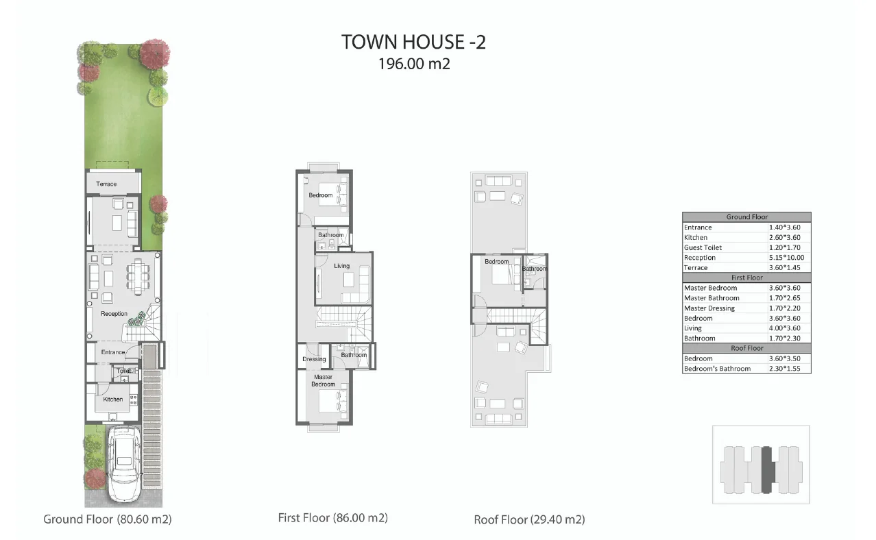 Floor plan of Core-and-shell townhouse, 196 m² built on 185 m² of land, for sale in Rare