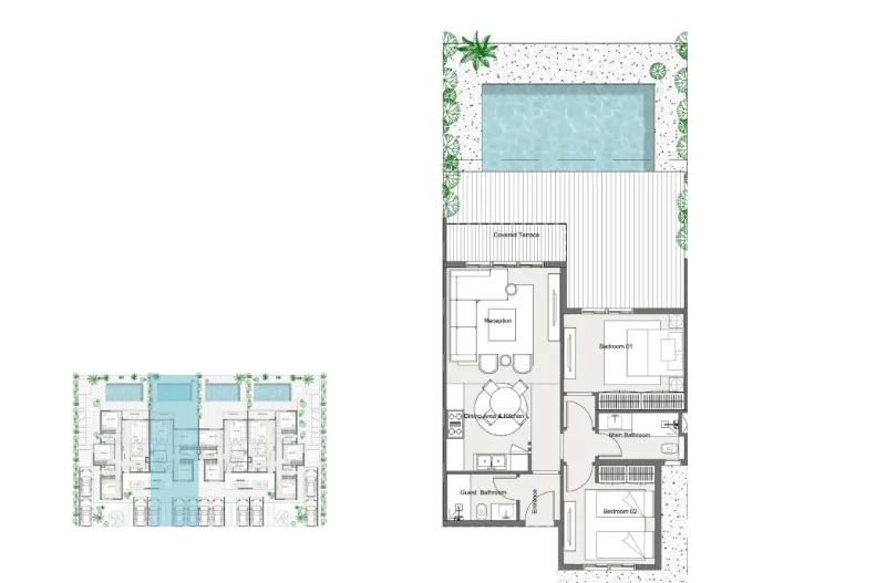 Floor plan of 95 m² second-floor chalet with a parking slot for sale in Summer