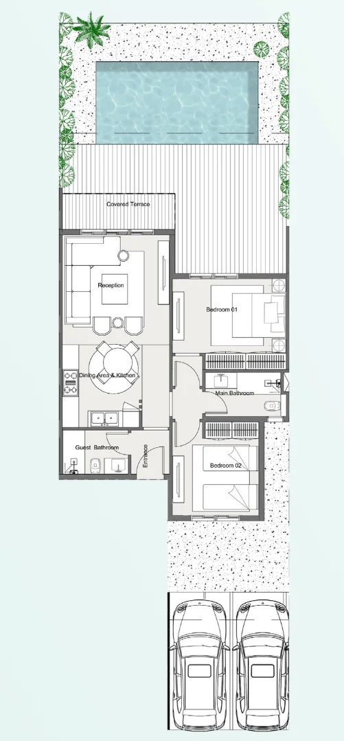 Floor plan of 95 m² ground-floor chalet with early delivery for sale in Summer