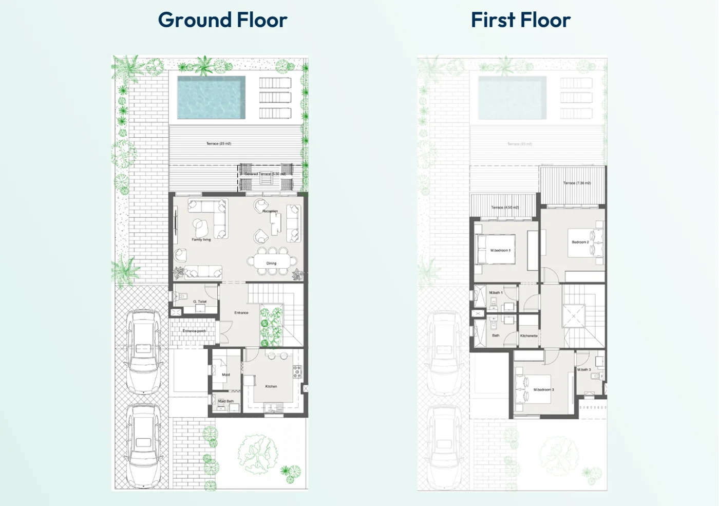 Floor plan of 185 m² four-bath twin house with early delivery for sale in Summer