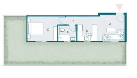 Floor plan of Resale 57 m² one-bedroom apartment with EGP 850K down for sale in The Mornings