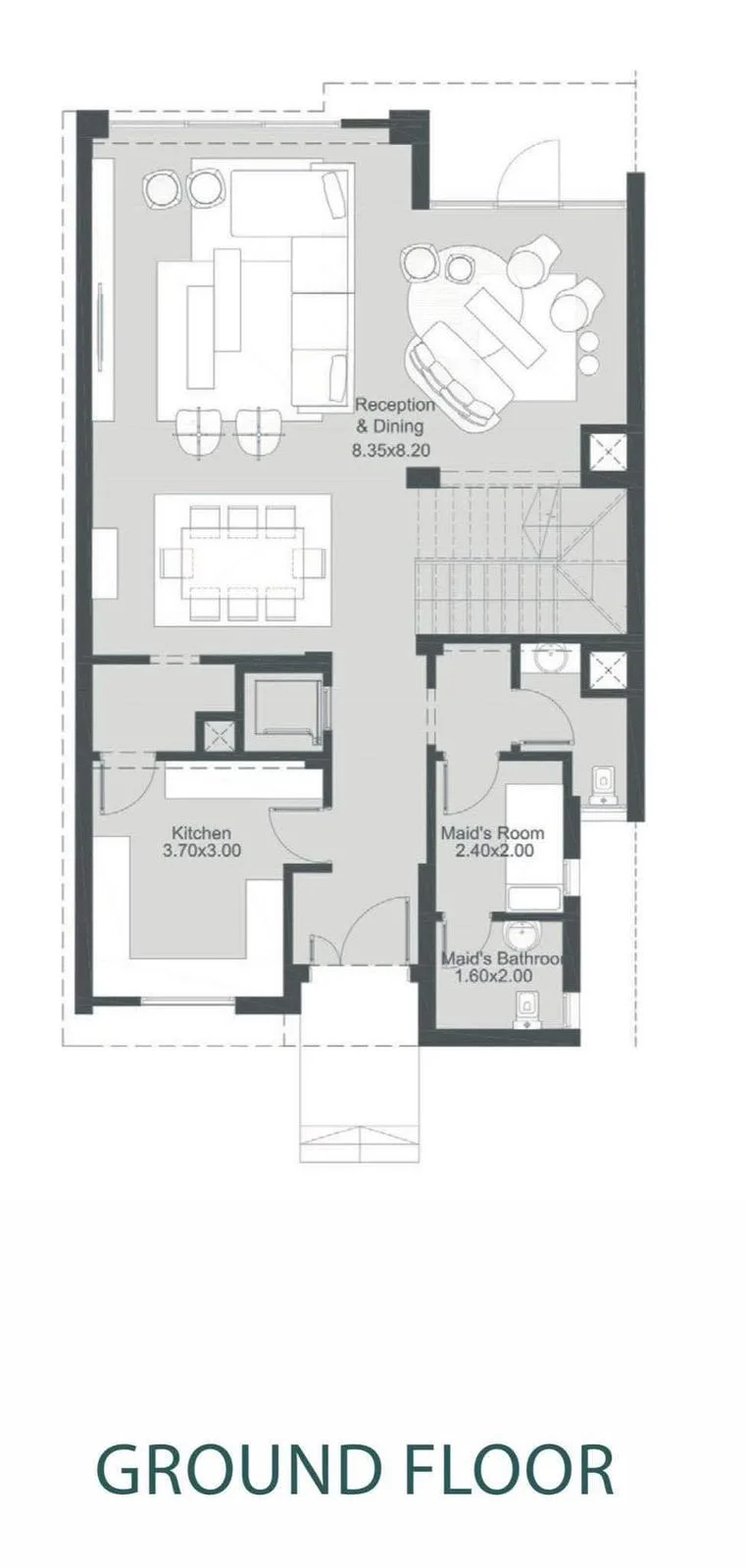 Floor plan of Ready 303 m² four-bedroom townhouse on a 225 m² plot for sale in The Ridge