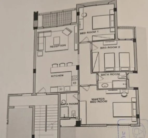Floor plan of Fully finished 145 m² three-bedroom chalet for sale in Youd
